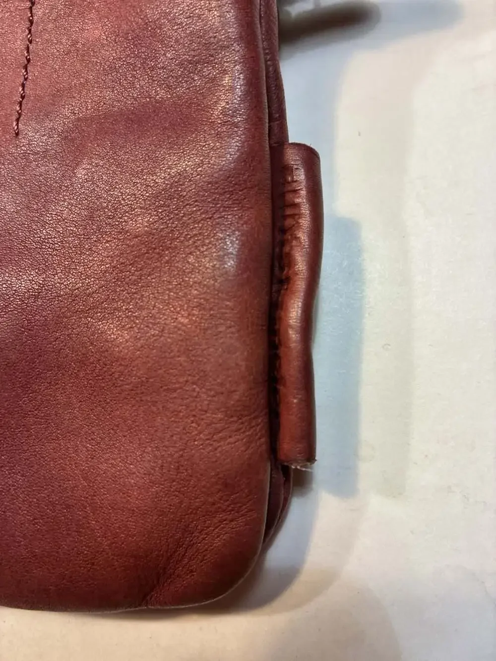 Aunts & Uncles Maroon Leather Small Crossbody Bag with Studded Strap